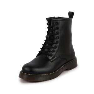 FST KI-2003 BLACK-38 Women's Black Classic High Ankle 8-Eye Lace Up Casual Long Boots For Travelling|Trekking (5 UK)