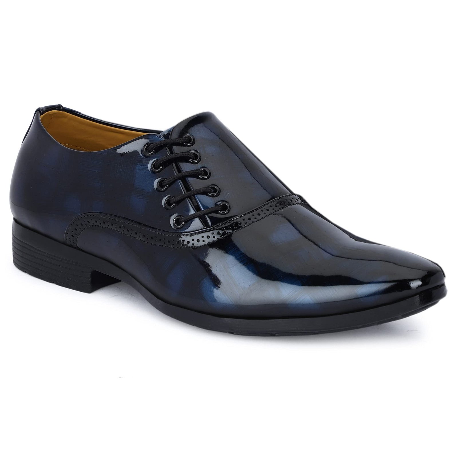 GAUTAMFIT Men's Formal Classic Derby Lace-Up Formal Shoes for Office, Party,Wedding | Dress Shoes | Extra Cushioning Insole | Lightweight & Comfortable Stylish Shoes 10 Blue