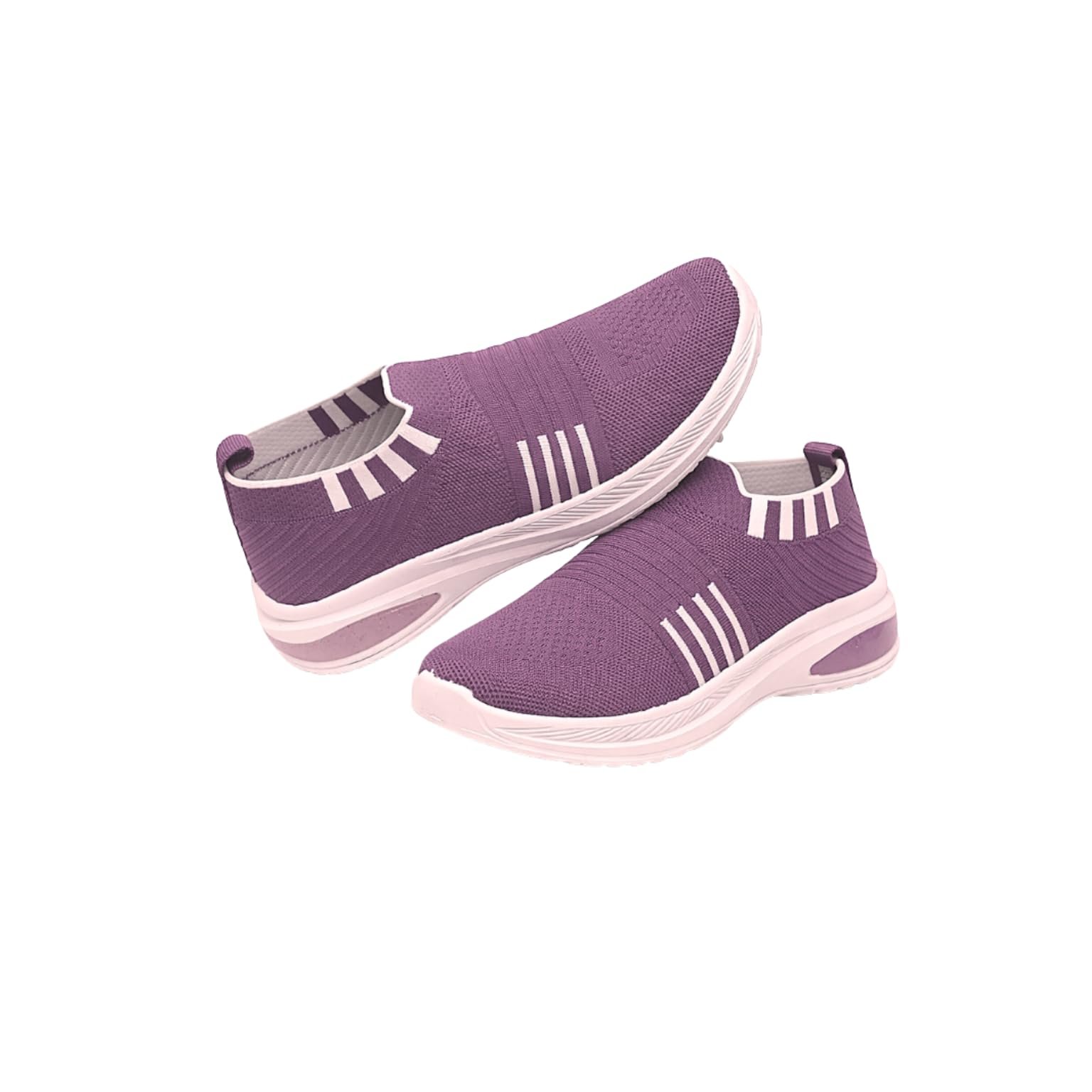 Women’s Stylish Slip-On Walking Shoes | Lightweight Breathable Knit Sneakers, Gym, Travel, Running & Casual Comfort Shoes for Girls and Ladies Voilet