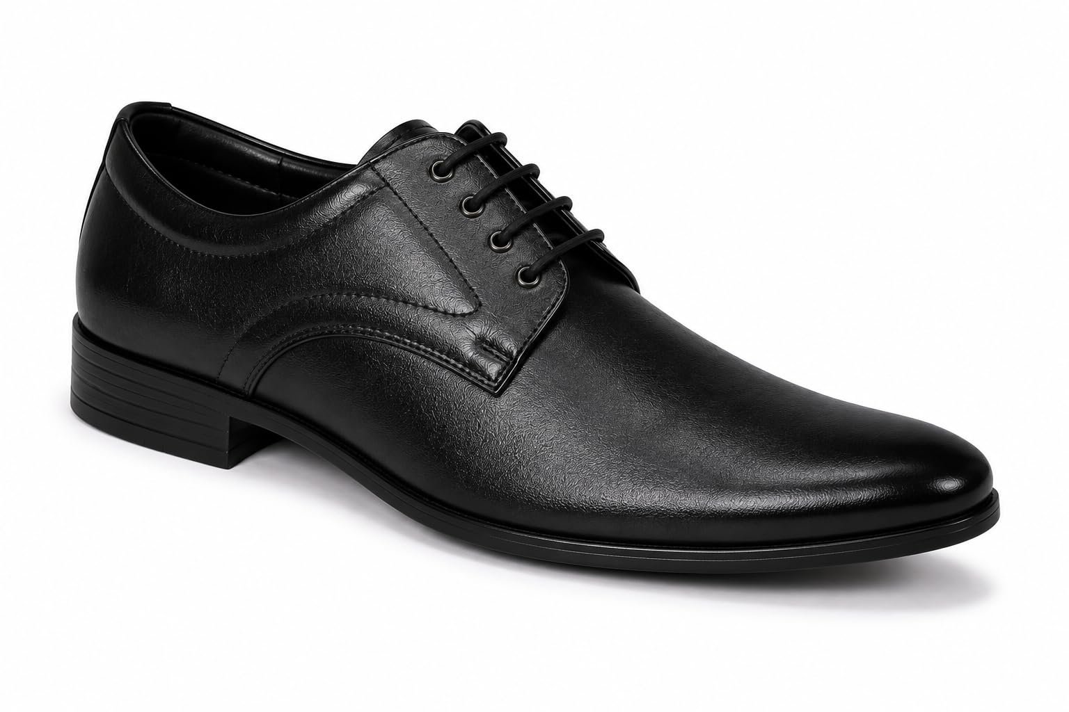 SEONE Men's Genuine Leather Formal Shoes | Premium Office Lace-Up Formal Shoes Black