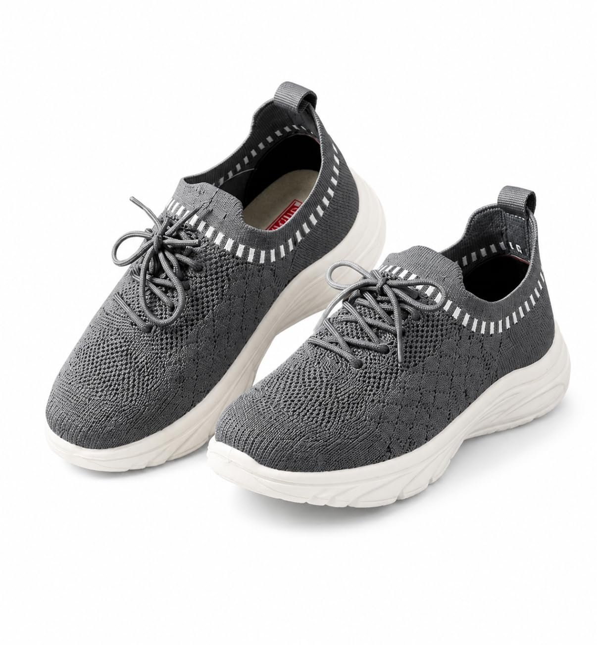Women's Lightweight Walking Shoes | Breathable Knit Slip-On Sneakers | Comfortable Cushion Sole Running, Gym, Casual & Daily Wear Shoes for Women (Grey) (Grey, UK Footwear Size System, Adult, Women, Numeric, Medium, 6)
