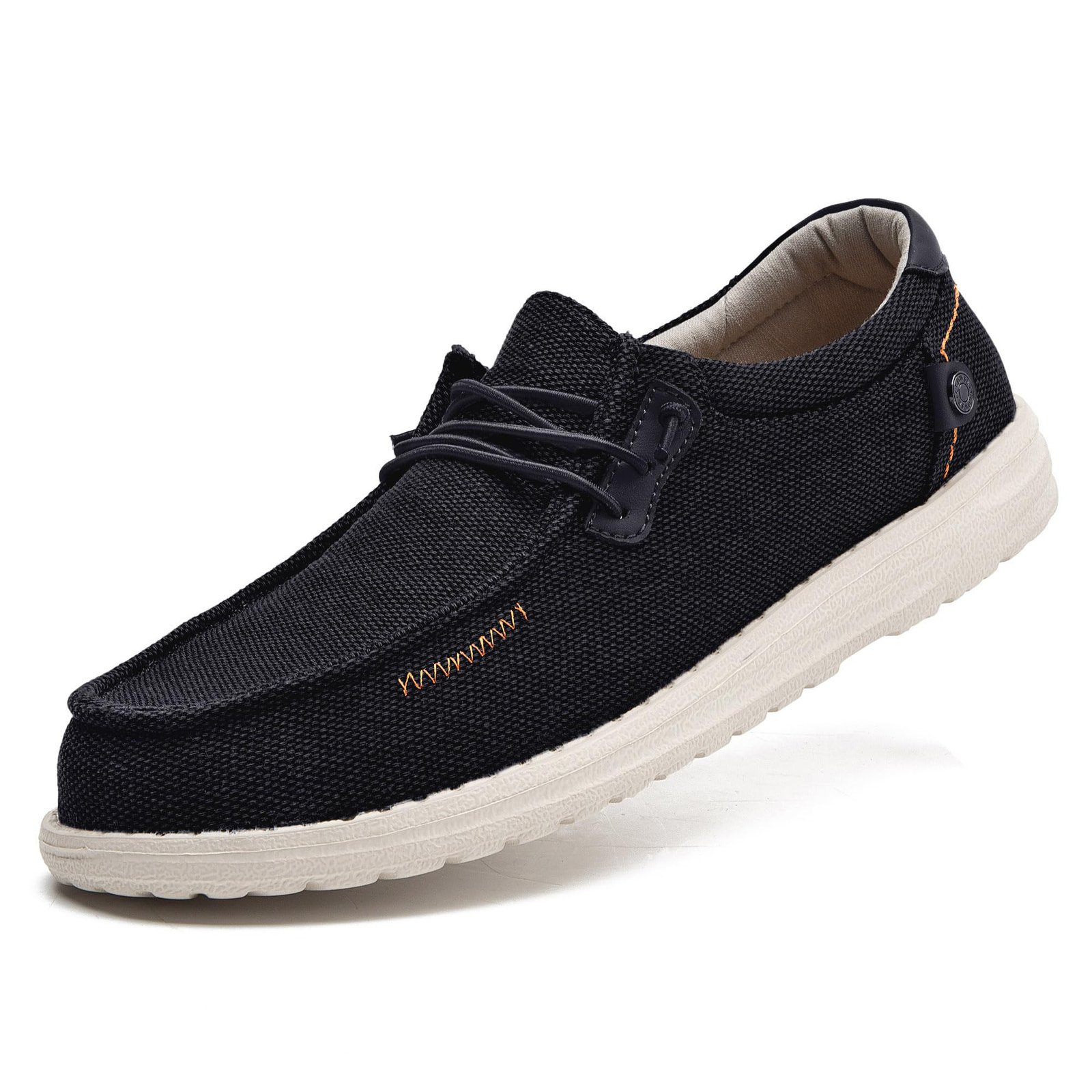 Men's Canvas Loafers, Slip On Casual Shoes, Black, 10.5
